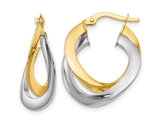 14K Yellow and White Gold Polished Double Hoop Earrings